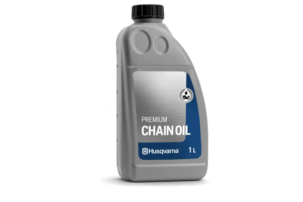 1L bottle of Husqvarna premium mineral chain oil for agricultural machinery, available in Ayrshire