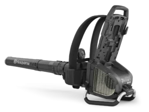 Husqvarna 550iBTX battery backpack blower with nozzle extended and battery housing frame exposed
