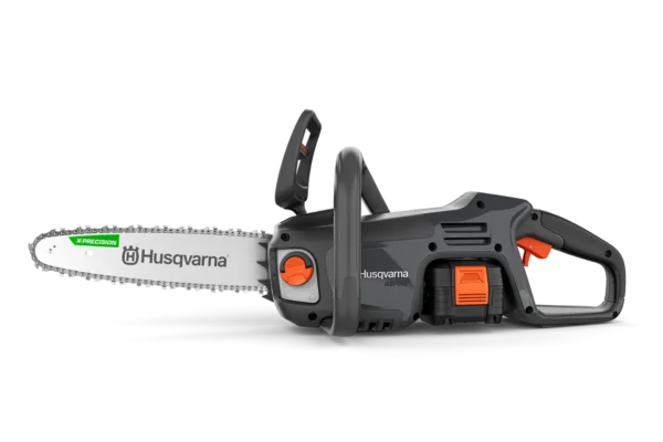 Side profile of the Husqvarna Aspire C15X-P4A7 cordless chainsaw with visible X-Precision bar and ergonomic handle.