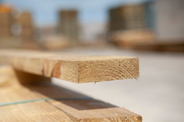 Close-up of treated timber joist for structural, decking, or fencing applications