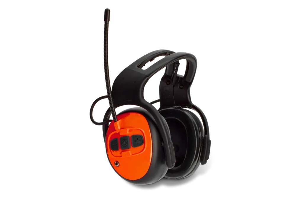 Husqvarna Hearing Protectors with FM Radio and microphone, professional forestry ear protection available from R and L Miller Ayrshire