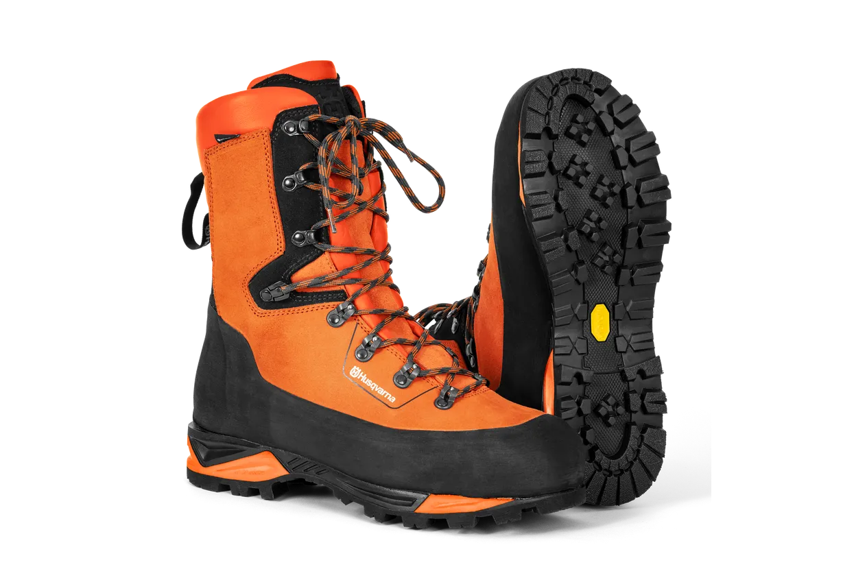 Husqvarna Technical 24 protective leather boots with saw protection for forestry and chainsaw work from R and L Miller Ayrshire