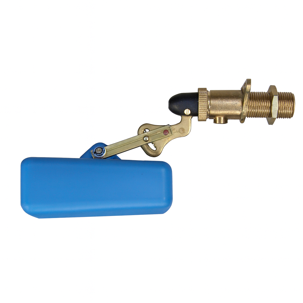 Brass float valve for livestock water troughs – durable automatic valve from R and L Miller Ayrshire.